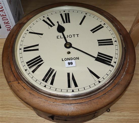 Elliott, London. A faded mahogany fusee wall clock diameter 48cm